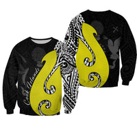 Cook Islands Sweatshirt Matau Polynesian Simple Fish Hook LT13 Unisex Black - Polynesian Pride