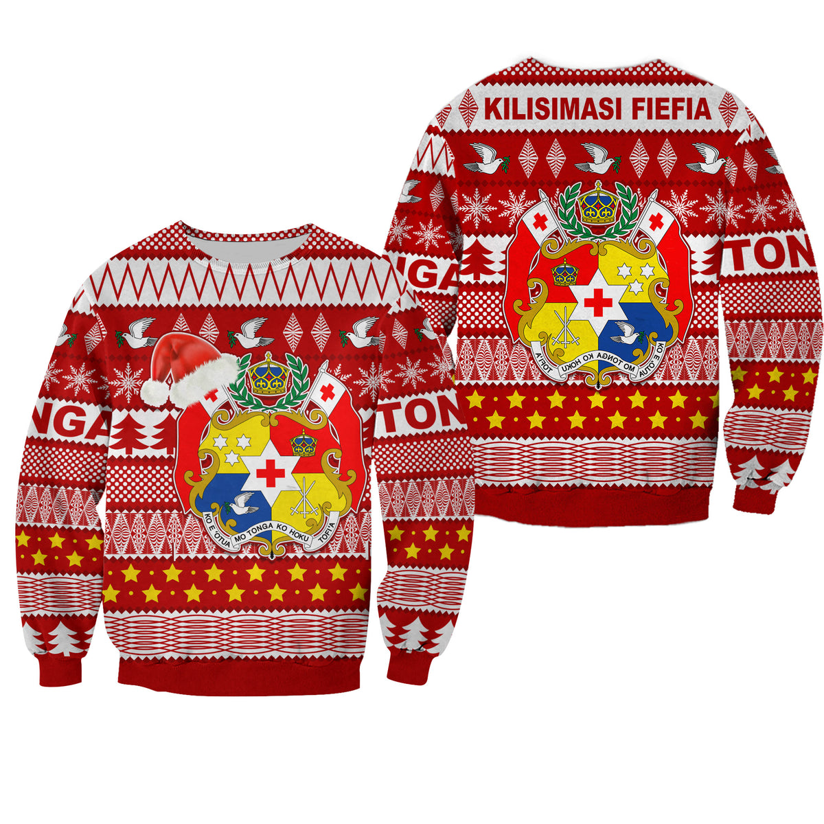 Tonga Kilisimasi Fiefia Sweatshirt Merry Christmas with Tongan Pattern LT13 - Polynesian Pride