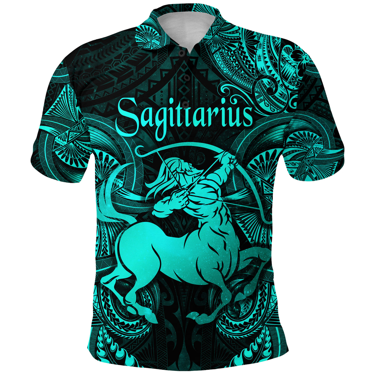Sagittarius Zodiac Polynesian Polo Shirt Unique Style Turquoise LT8 - Polynesian Pride