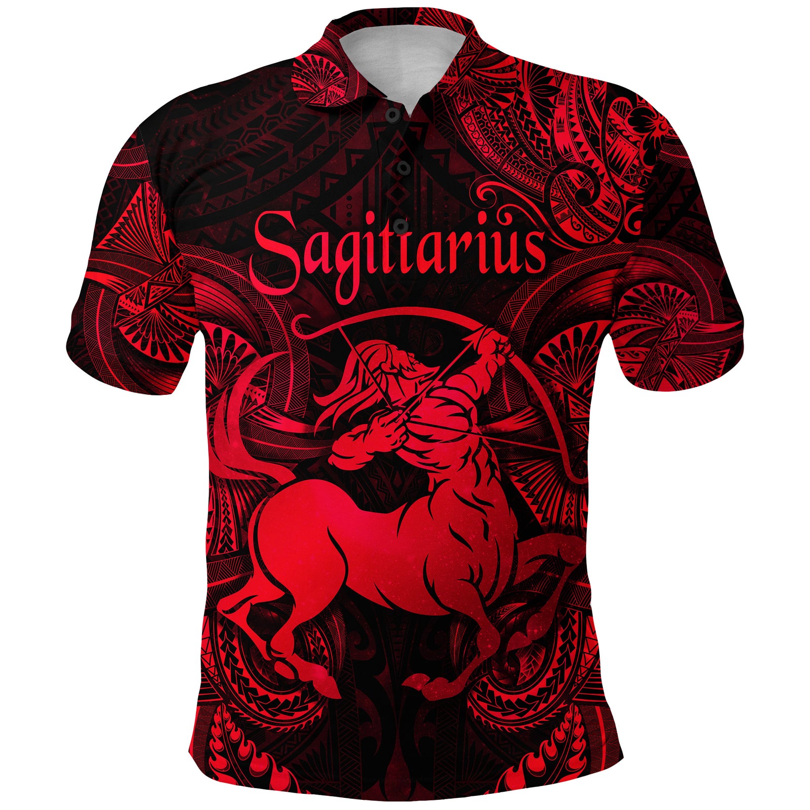 Sagittarius Zodiac Polynesian Polo Shirt Unique Style Red LT8 - Polynesian Pride