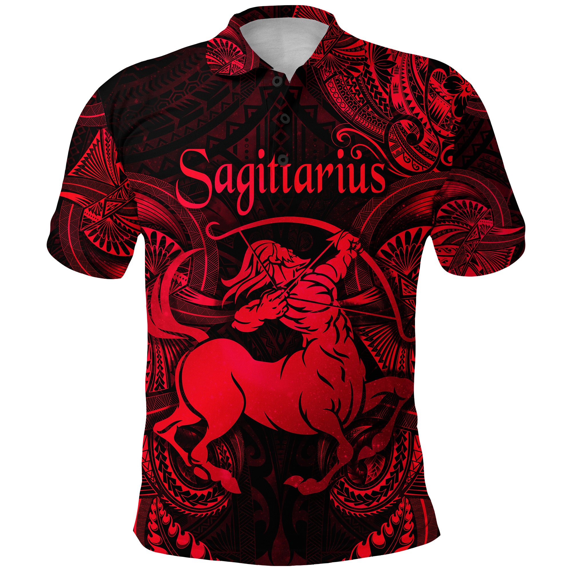 Sagittarius Zodiac Polynesian Polo Shirt Unique Style Red LT8 - Polynesian Pride