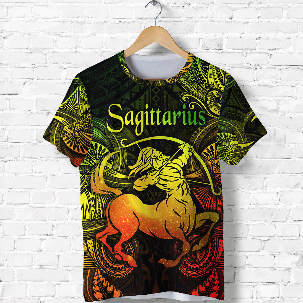 Custom Sagittarius Zodiac Polynesian T Shirt Unique Style Reggae LT8 - Polynesian Pride