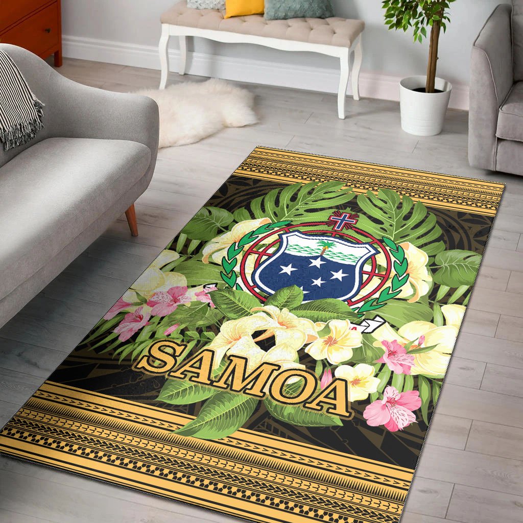 Samoa Area Rug - Polynesian Gold Patterns Collection Black - Polynesian Pride