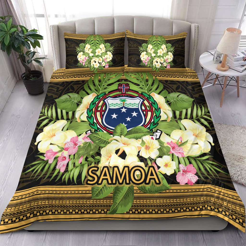 Samoa Bedding Set - Polynesian Gold Patterns Collection Black - Polynesian Pride