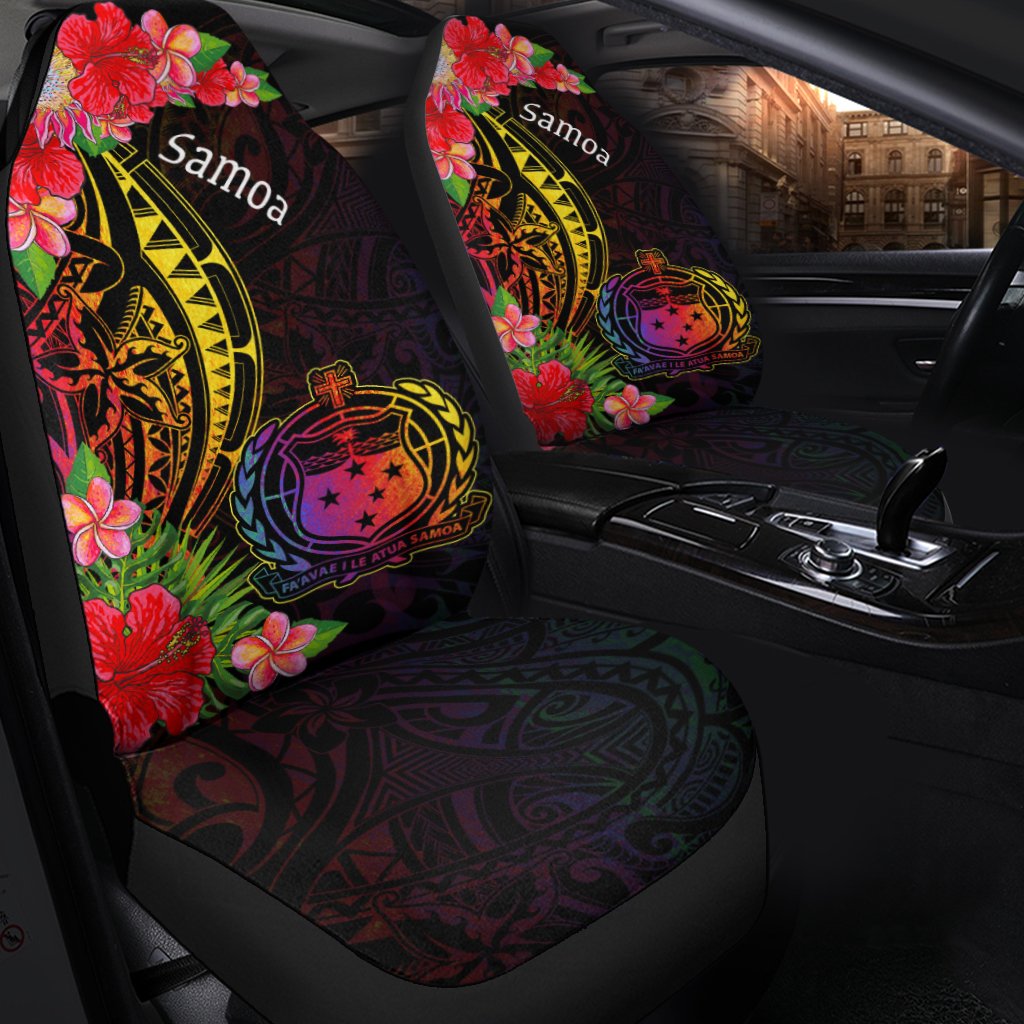 Samoa Car Seat Cover - Tropical Hippie Style Universal Fit Black - Polynesian Pride