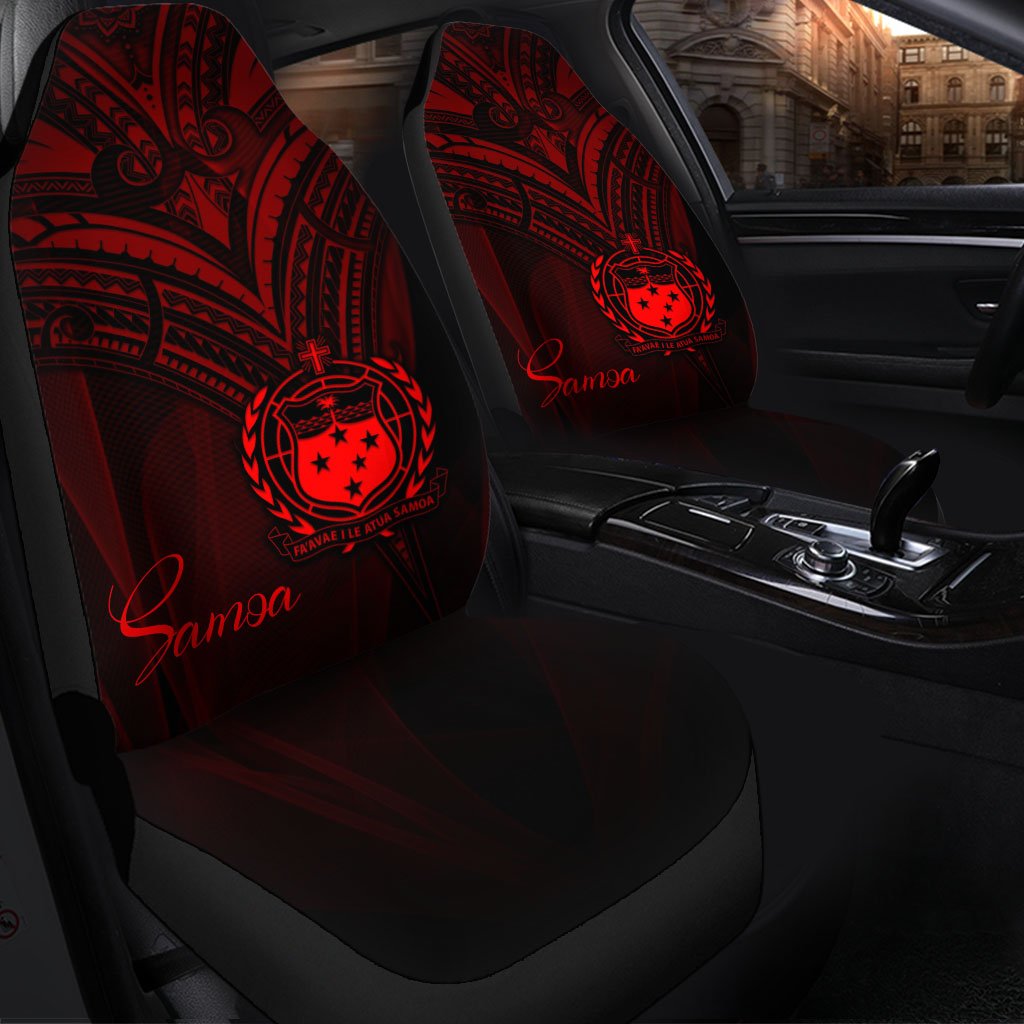 Samoa Car Seat Cover - Red Color Cross Style Universal Fit Black - Polynesian Pride