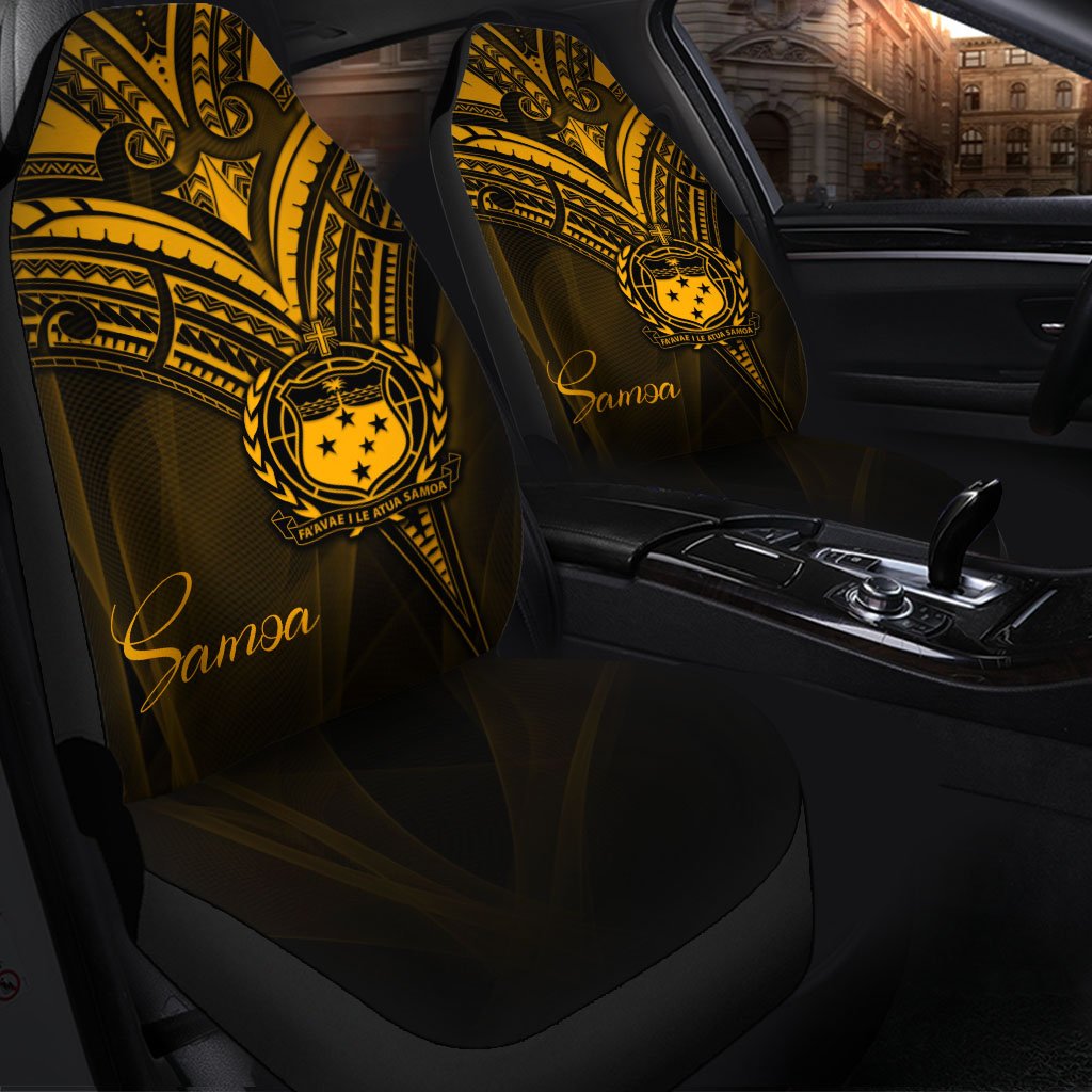 Samoa Car Seat Cover - Gold Color Cross Style Universal Fit Black - Polynesian Pride