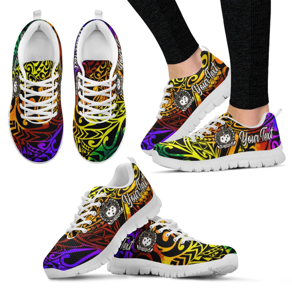 Samoa Custom Personalised Sneakers - Rainbow Polynesian Pattern - Polynesian Pride