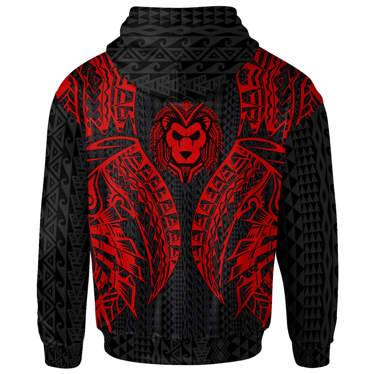Samoa Zip up Hoodie Polynesian Lion Head Red - Polynesian Pride