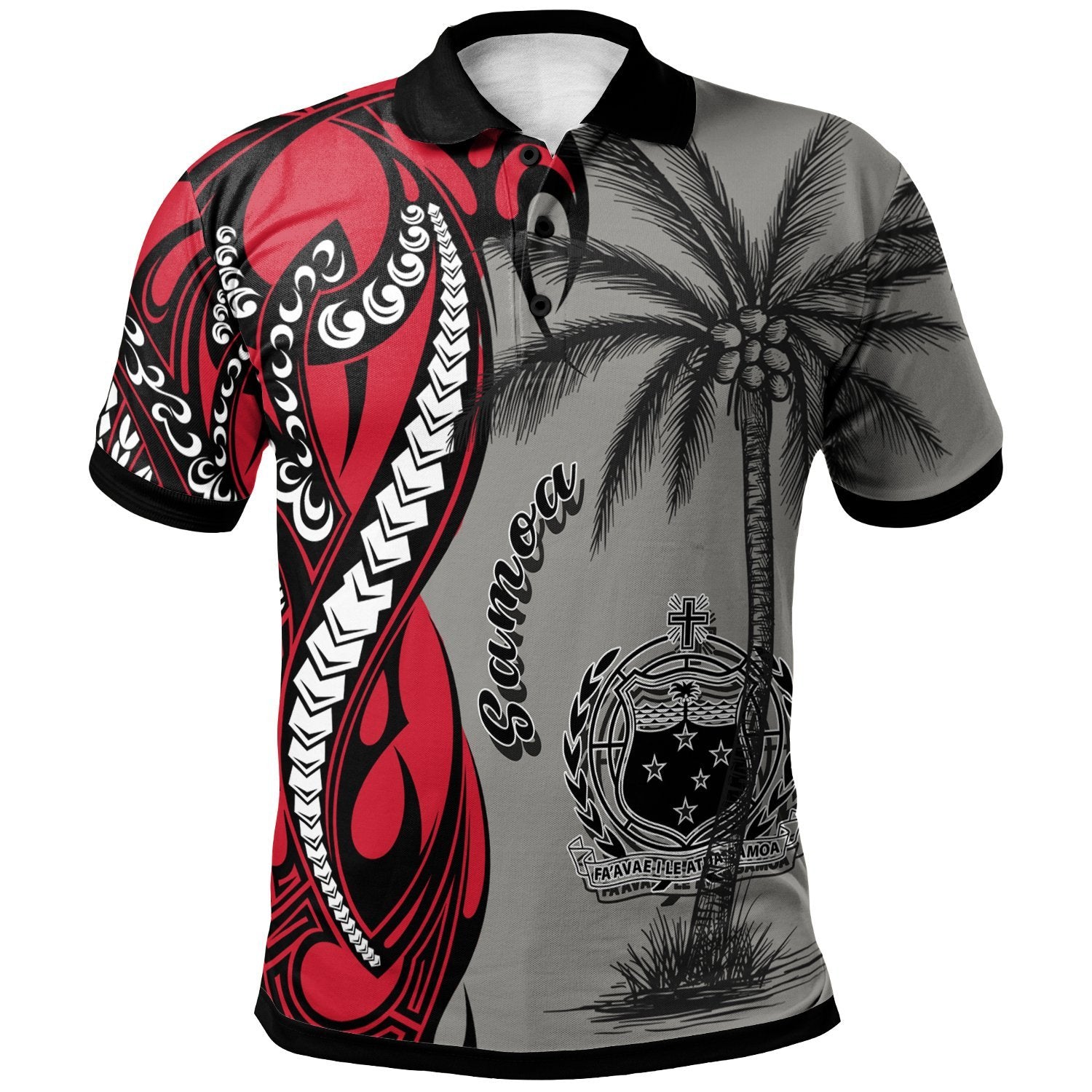Samoa Polo Shirt Classical Coconut Tree Unisex Gray - Polynesian Pride