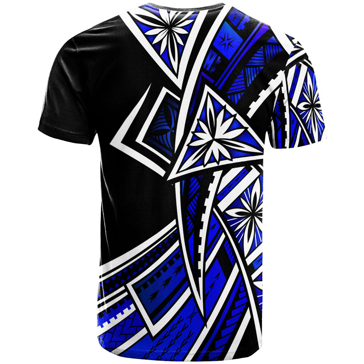 Vanuatu T Shirt Tribal Flower Special Pattern Blue Color - Polynesian Pride