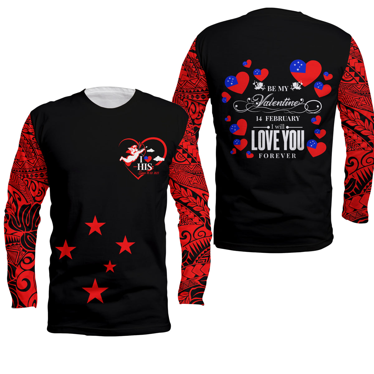 Samoa Valentine Day Couple Long Sleeve Shirt - LT2 No Men - Polynesian Pride
