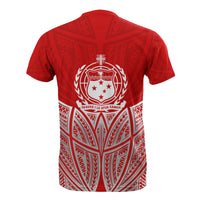 Samoa Polynesian Custom T Shirt Red Pride Map And Seal - Polynesian Pride