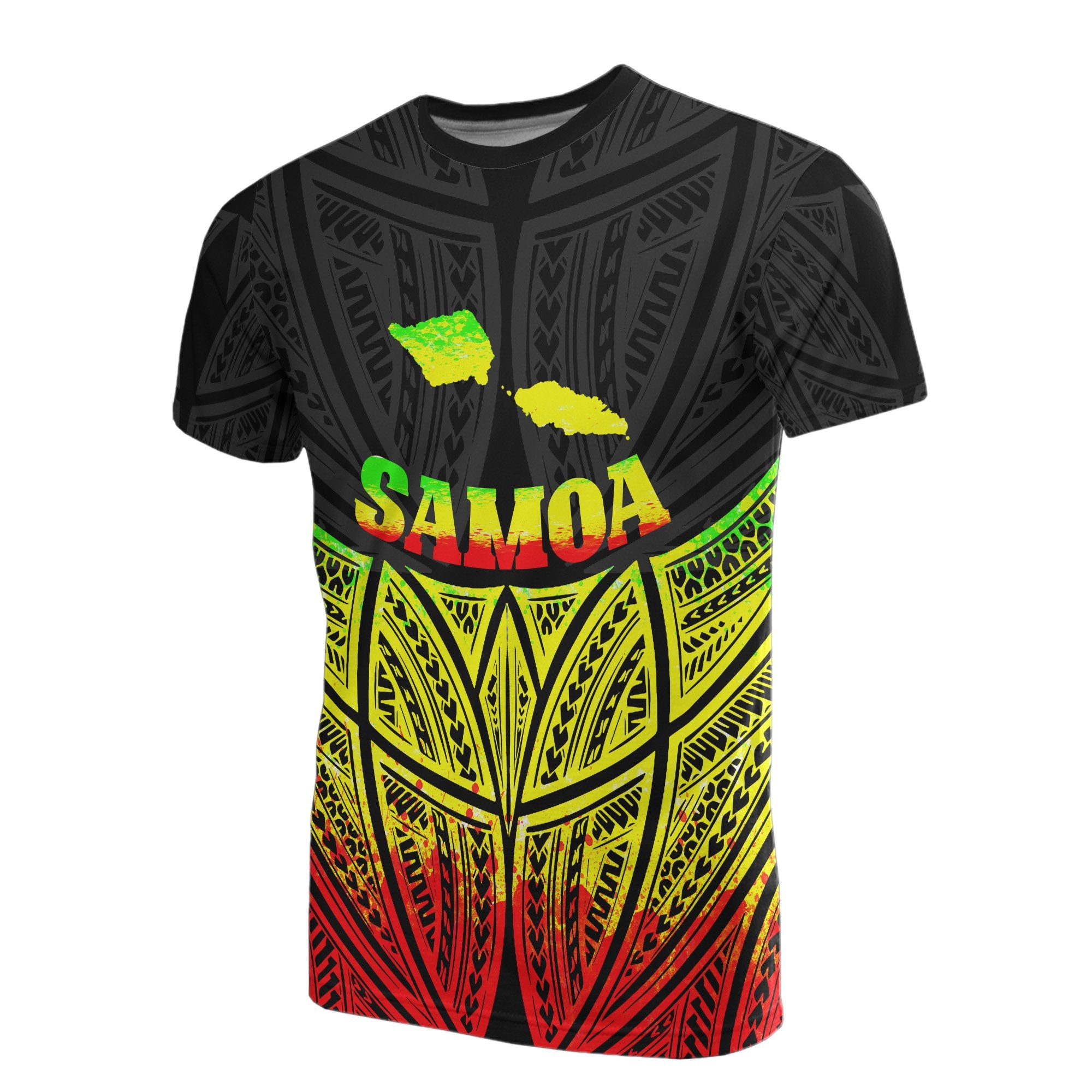 Samoa Polynesian T Shirt Reggae Pride Map And Seal Unisex Reggae - Polynesian Pride