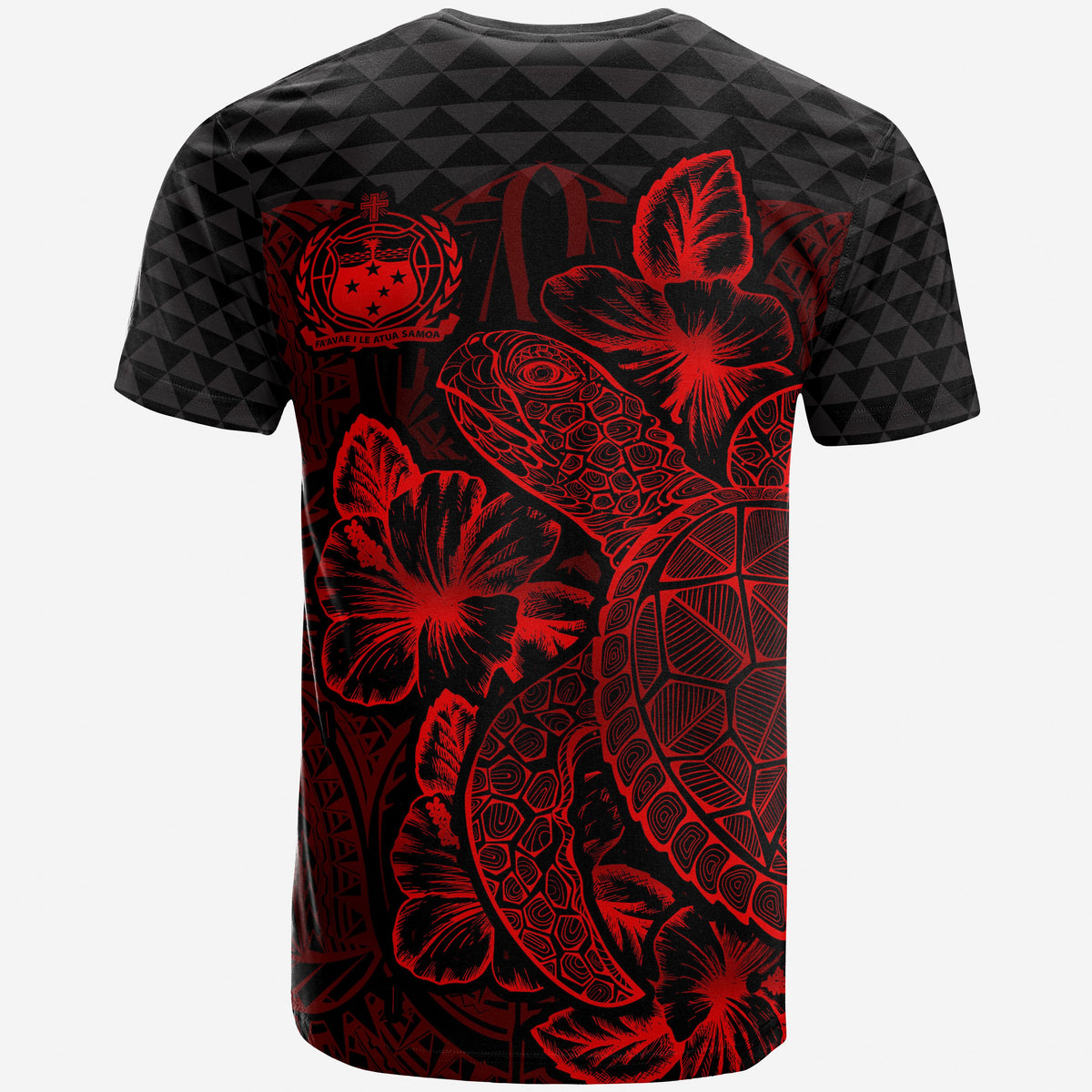 Samoa T Shirt Samoan Turtle Hibiscus Red - Polynesian Pride