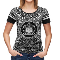 Samoa All T Shirt Samoa Coat Of Arms Polynesian White Black - Polynesian Pride