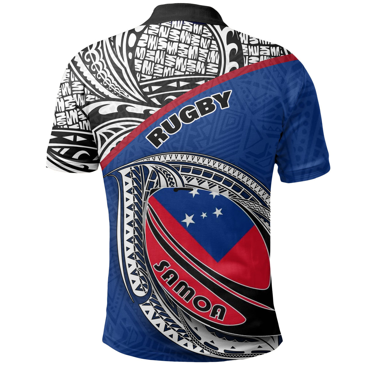 Samoa Polo Shirt Samoan Flag Rugby Ball - Polynesian Pride
