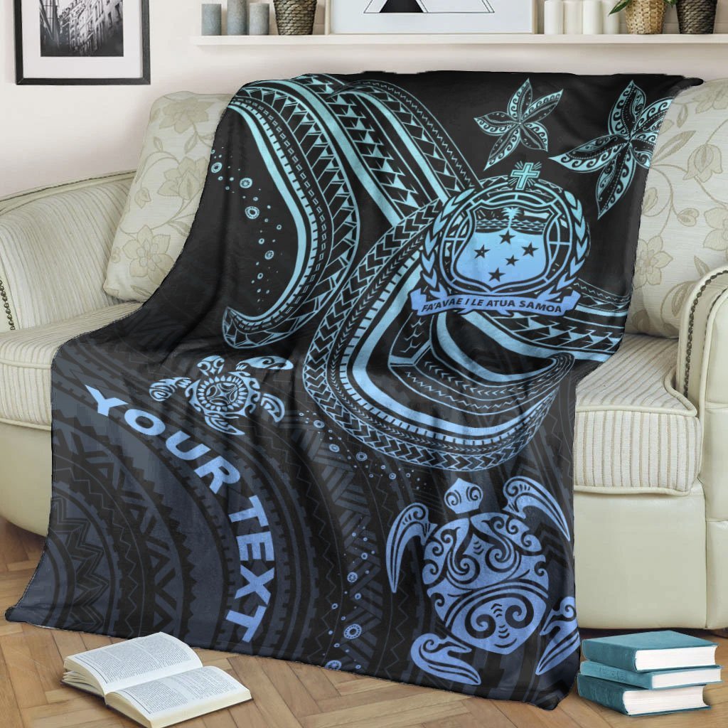 Samoa Custom Personalised Premium Blanket - Blue Turtle - Polynesian Pride