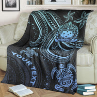 Samoa Custom Personalised Premium Blanket - Blue Turtle - Polynesian Pride