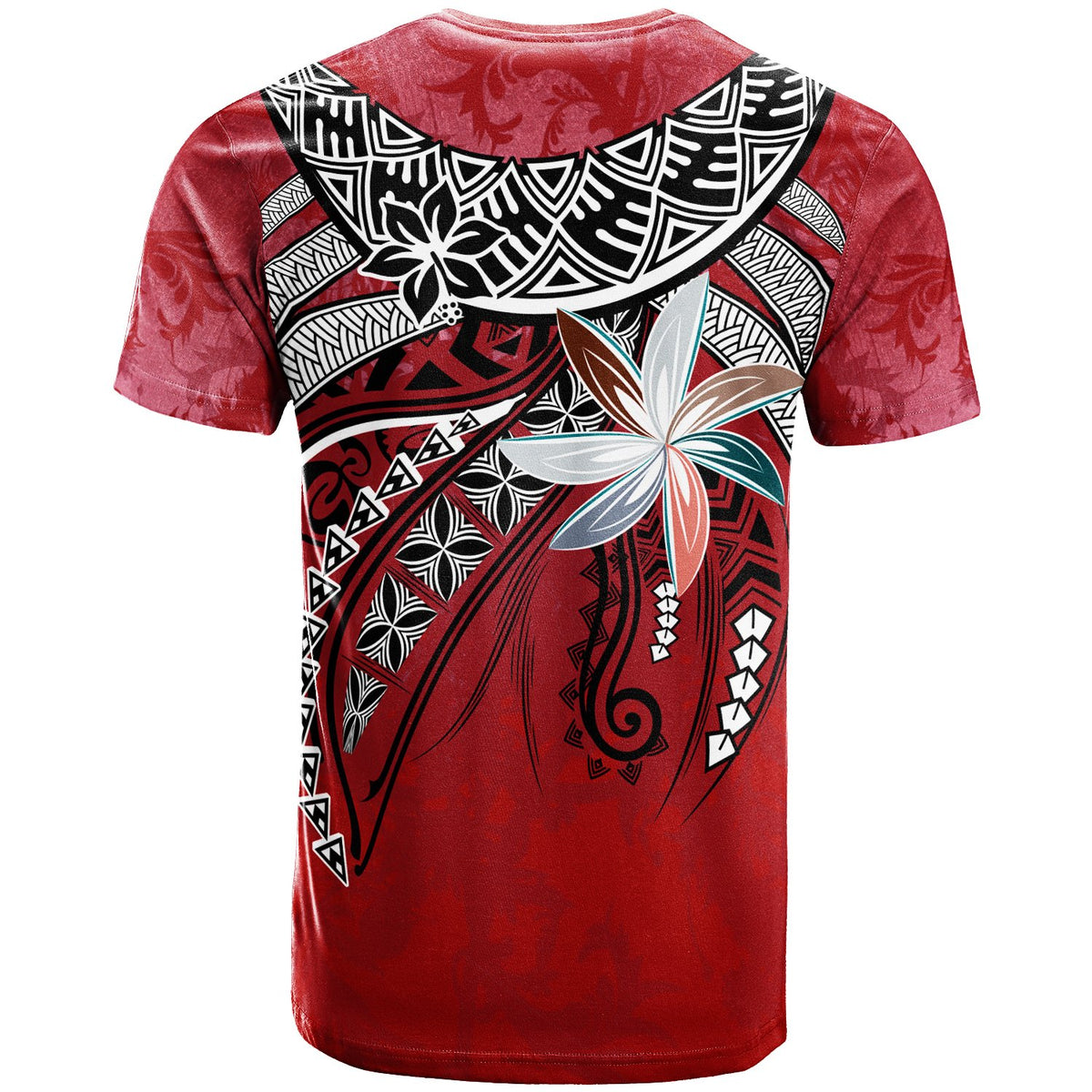 Cook Islands T Shirt Fanciful Forest Red Color - Polynesian Pride
