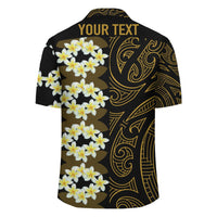 (Personalized) Plumeria Seal Polynesian - Hawaiian Shirt - Gold - Curtis Style - Polynesian Pride