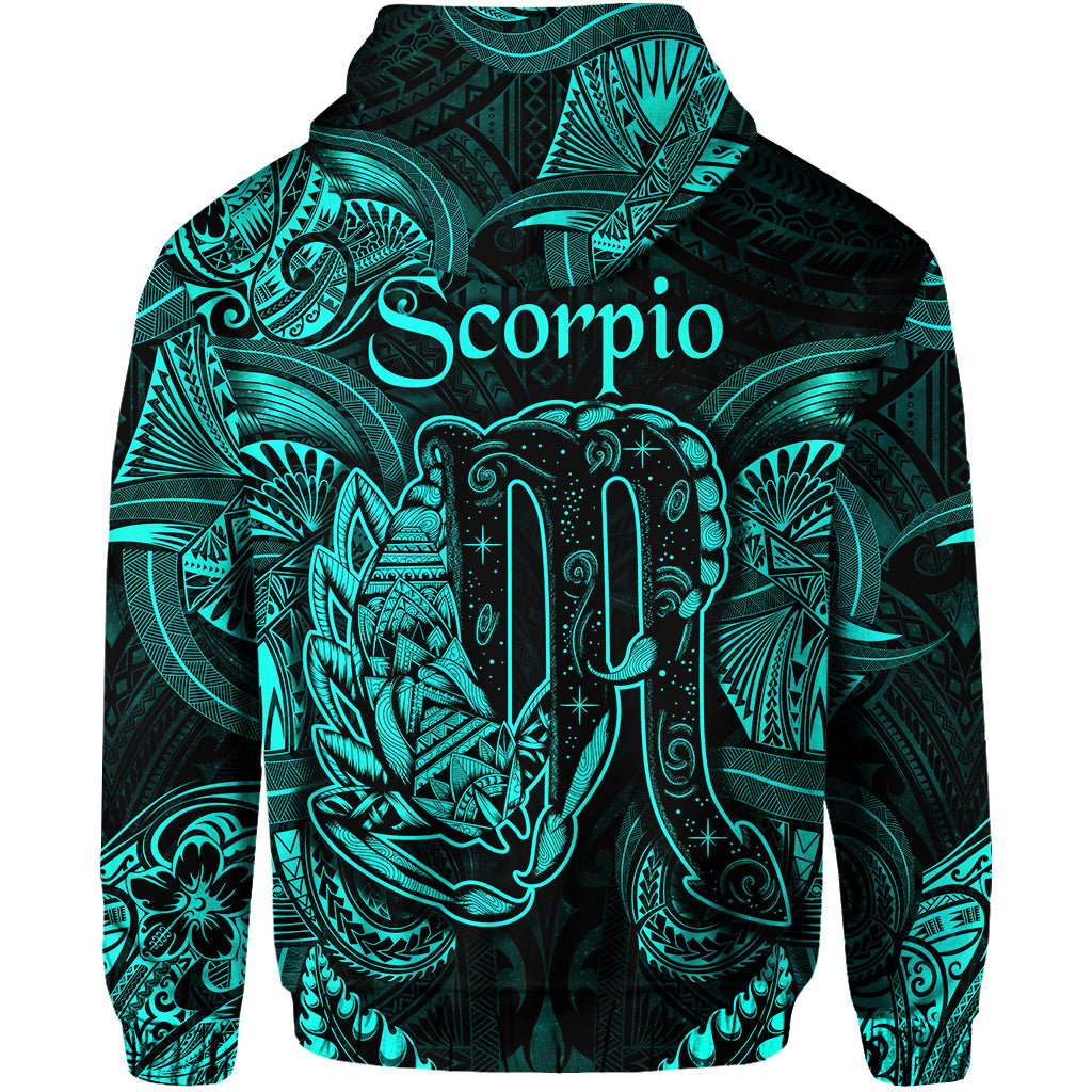 Scorpio Zodiac Polynesian Zip Hoodie Unique Style Turquoise LT8 - Polynesian Pride