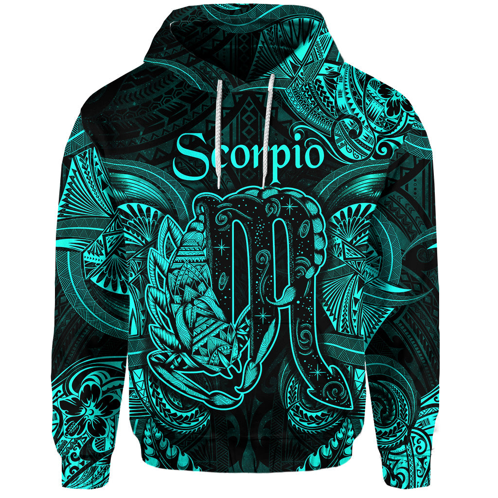 Custom Scorpio Zodiac Polynesian Hoodie Unique Style Turquoise LT8 - Polynesian Pride