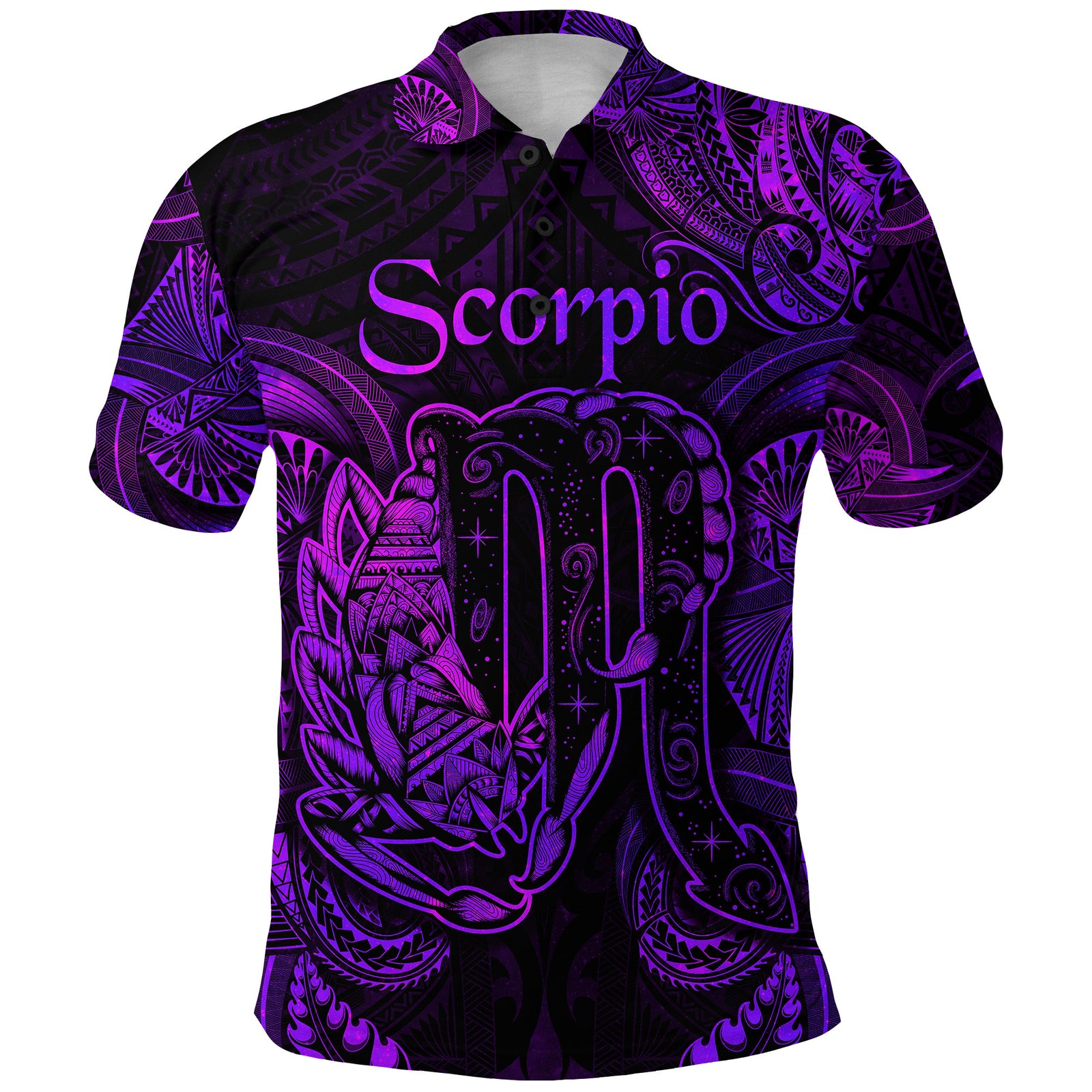 Custom Scorpio Zodiac Polynesian Polo Shirt Unique Style Purple LT8 - Polynesian Pride