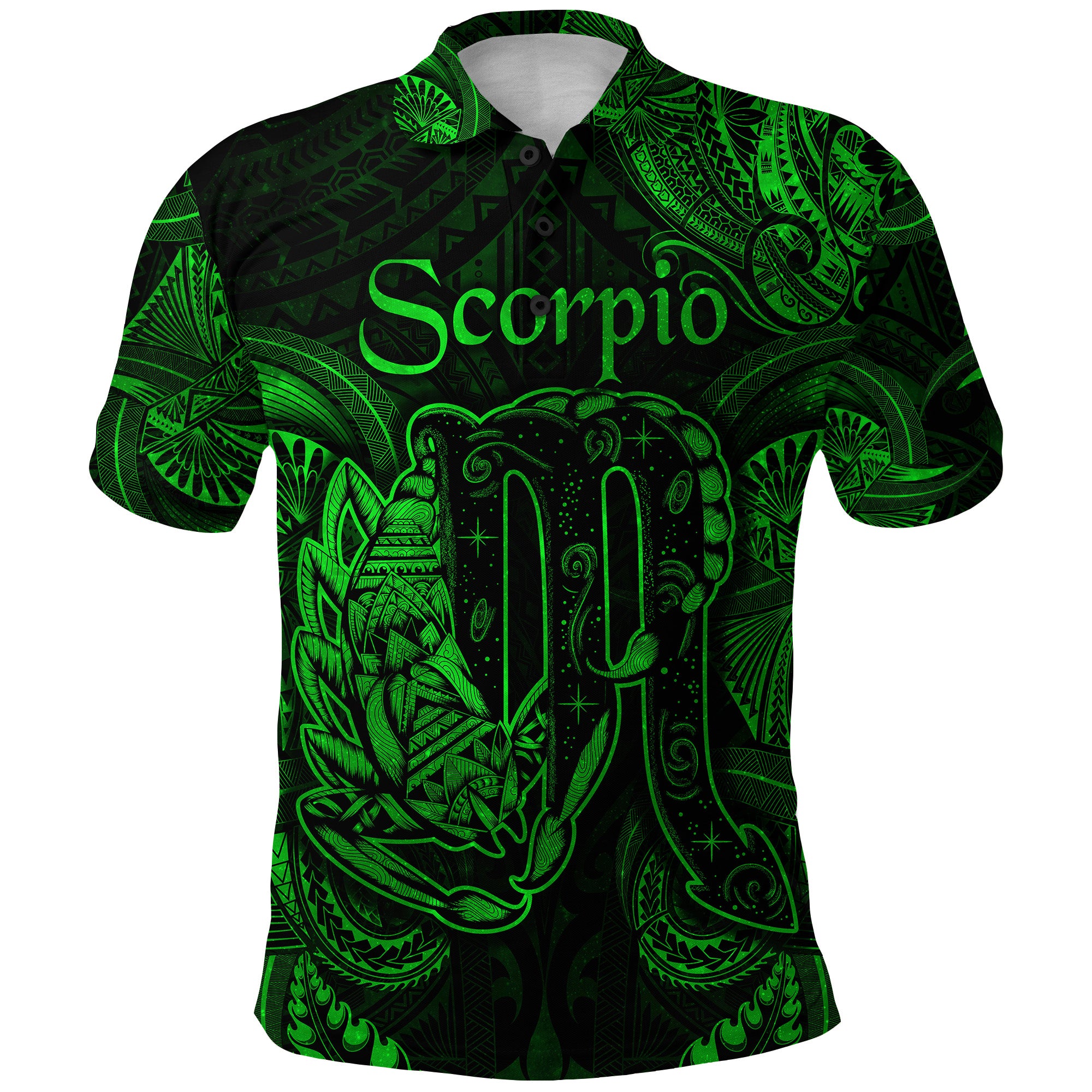 Scorpio Zodiac Polynesian Polo Shirt Unique Style Green LT8 - Polynesian Pride