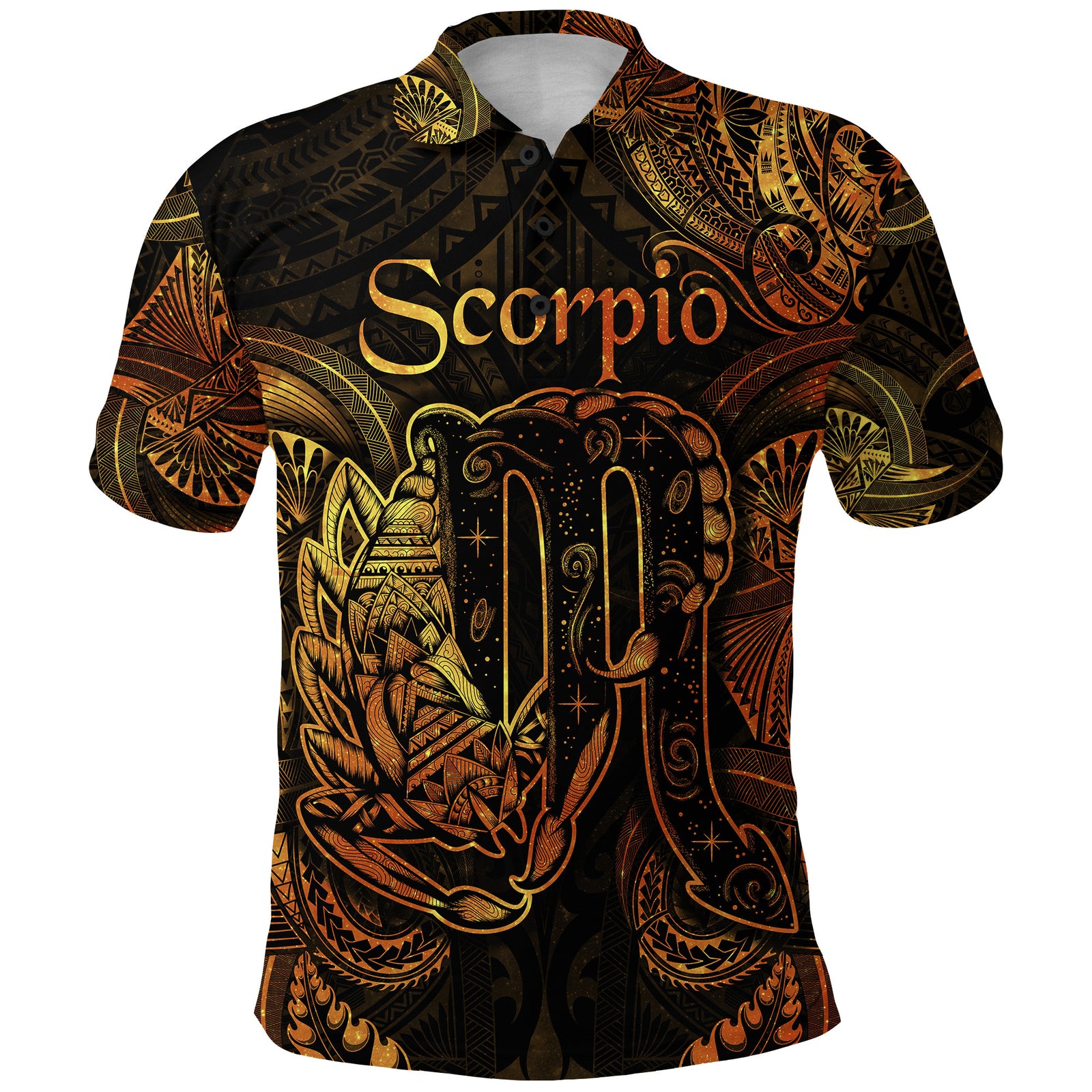 Custom Scorpio Zodiac Polynesian Polo Shirt Unique Style Gold LT8 - Polynesian Pride