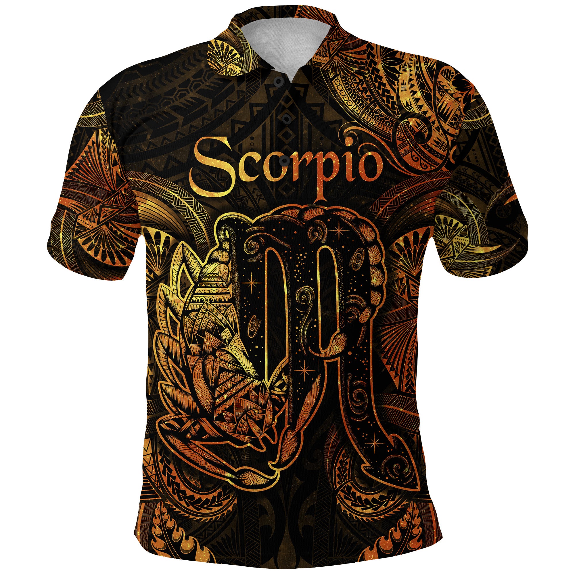 Custom Scorpio Zodiac Polynesian Polo Shirt Unique Style Gold LT8 - Polynesian Pride