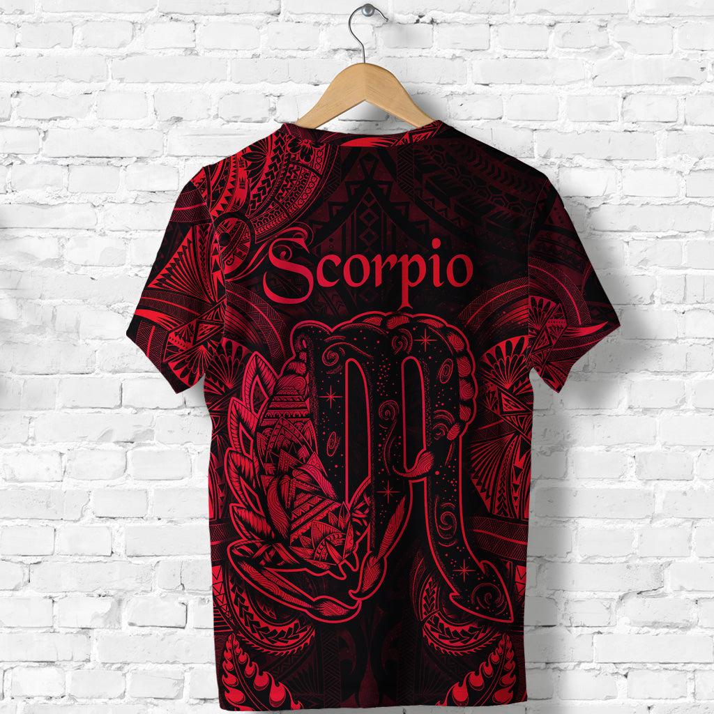 Scorpio Zodiac Polynesian T Shirt Unique Style Red LT8 - Polynesian Pride