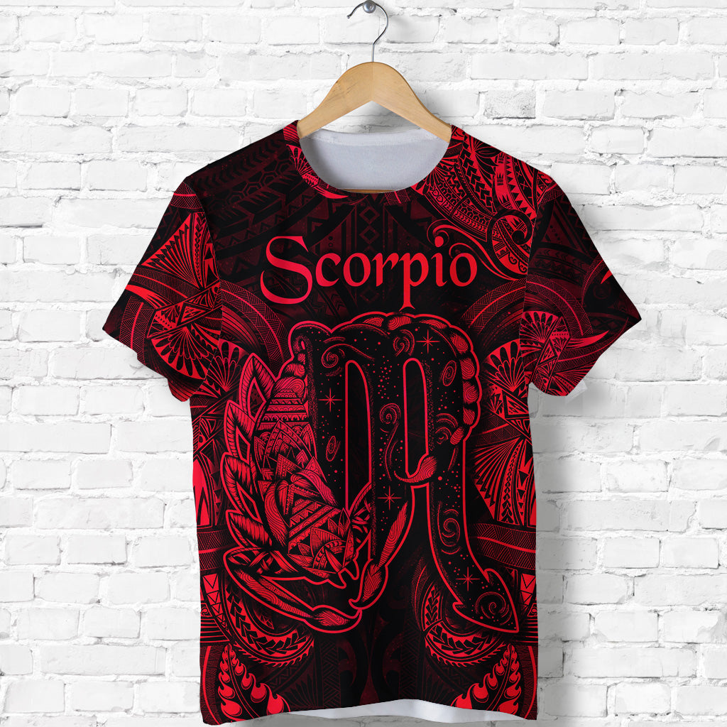 Scorpio Zodiac Polynesian T Shirt Unique Style Red LT8 - Polynesian Pride