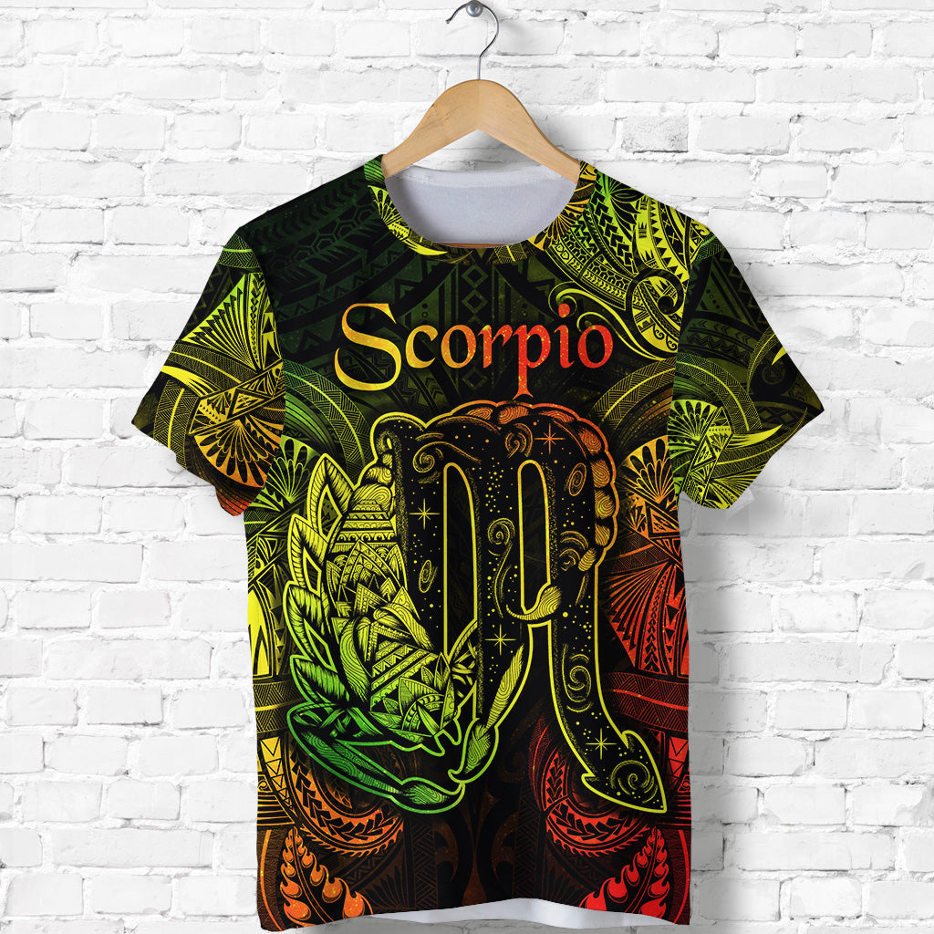 Custom Scorpio Zodiac Polynesian T Shirt Unique Style Reggae LT8 - Polynesian Pride