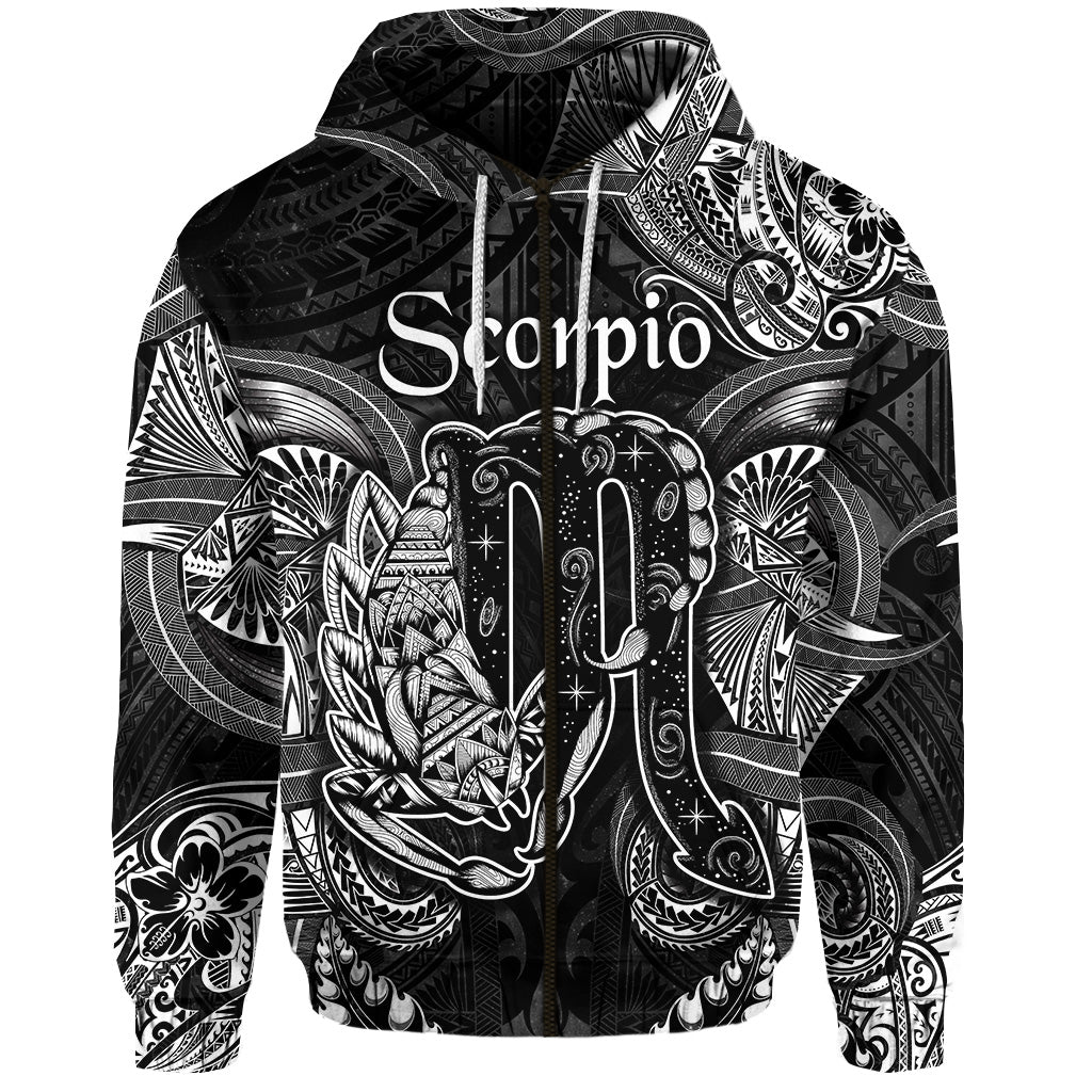 Scorpio Zodiac Polynesian Zip Hoodie Unique Style Black LT8 - Polynesian Pride
