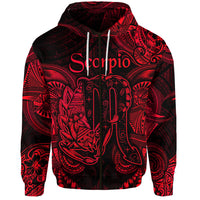 Scorpio Zodiac Polynesian Zip Hoodie Unique Style Red LT8 - Polynesian Pride