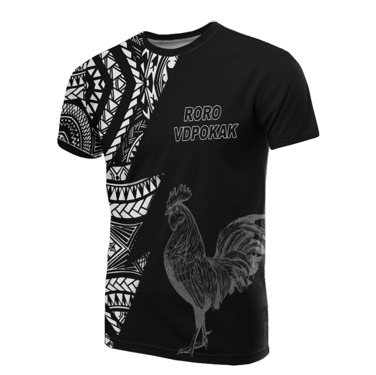 Chuuk All Over T Shirt Rooster Roro vdpokak Unisex Black - Polynesian Pride
