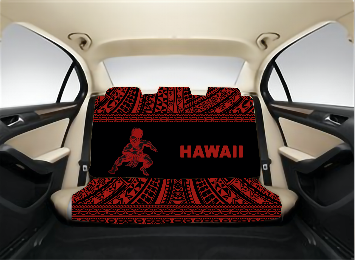 Hawaii Back Seat Covers - Polynesian Warriors Tattoo Horizontal Red LT13 Back Car Seat Covers One Size Red - Polynesian Pride