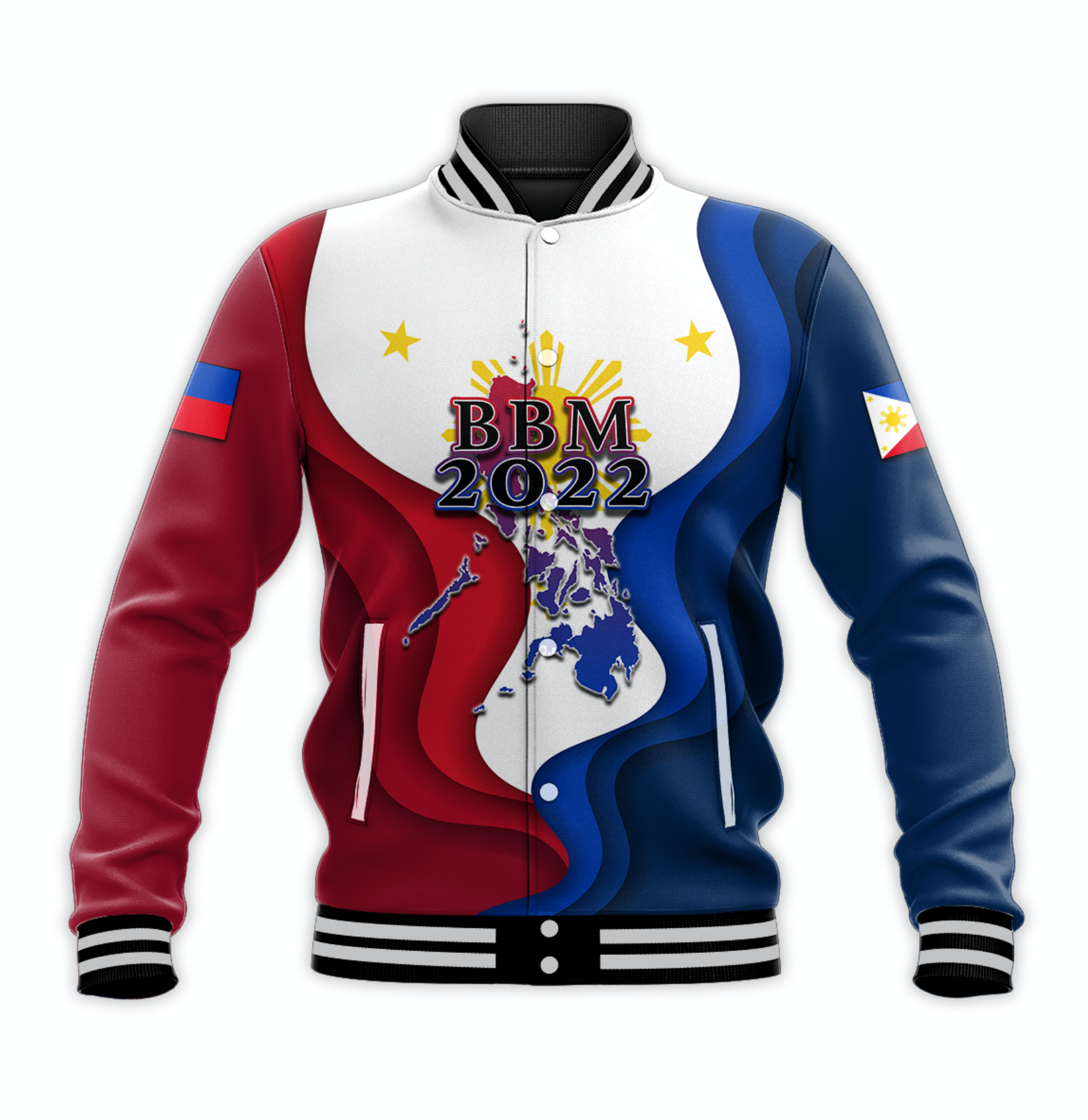 (Custom Personalised)Philippines Baseball Jacket BBM 2022 Flag Style LT6 Unisex Red - Polynesian Pride