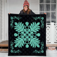 Hawaiian Quilt Maui Plant And Hibiscus Premium Quilt - Seafoarm Black - AH - Polynesian Pride