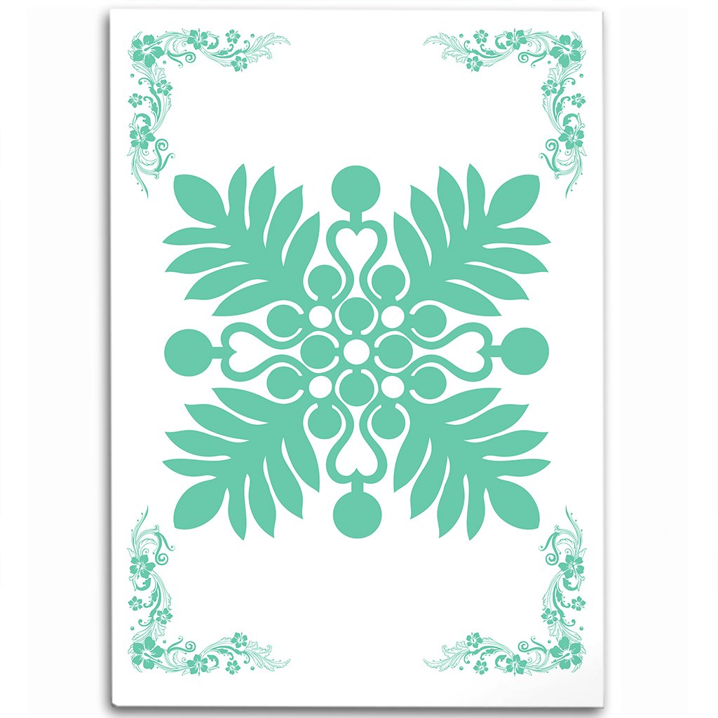 Hawaiian Quilt Maui Plant And Hibiscus Pattern Area Rug - Seafoarm White - AH Seafoarm - Polynesian Pride