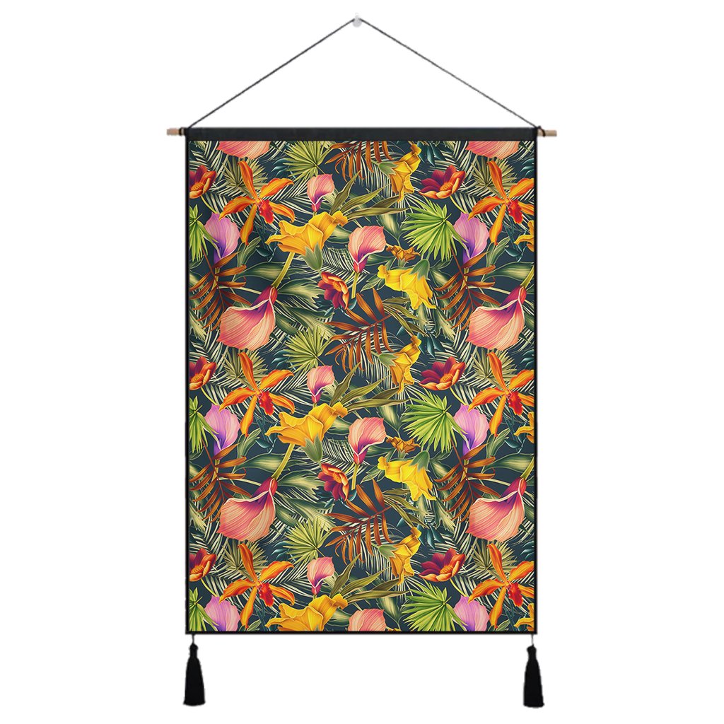 Seamless Tropical Flower Plant And Leaf Pattern Hanging Poster - AH Hanging Poster 43 x 65 cm Cotton And Linen - Polynesian Pride