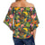 Seamless Tropical Flower Plant And Leaf Pattern Women's Off Shoulder Wrap Waist Top - AH - Polynesian Pride