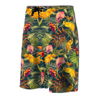 Seamless Tropical Flower Plant And Leaf Pattern Board Shorts - Polynesian Pride