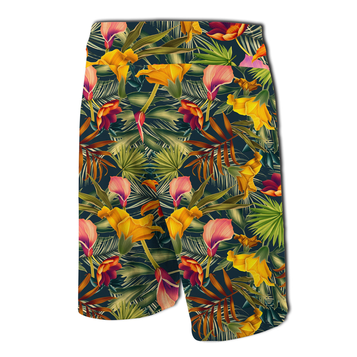 Seamless Tropical Flower Plant And Leaf Pattern Board Shorts - Polynesian Pride