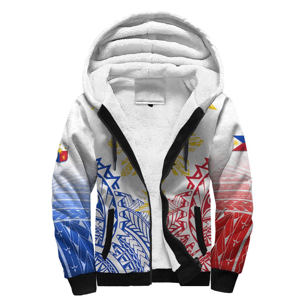 Philippines Personalised Sherpa Hoodie Filipino Sun with Eagle LT7 Unisex White - Polynesian Pride