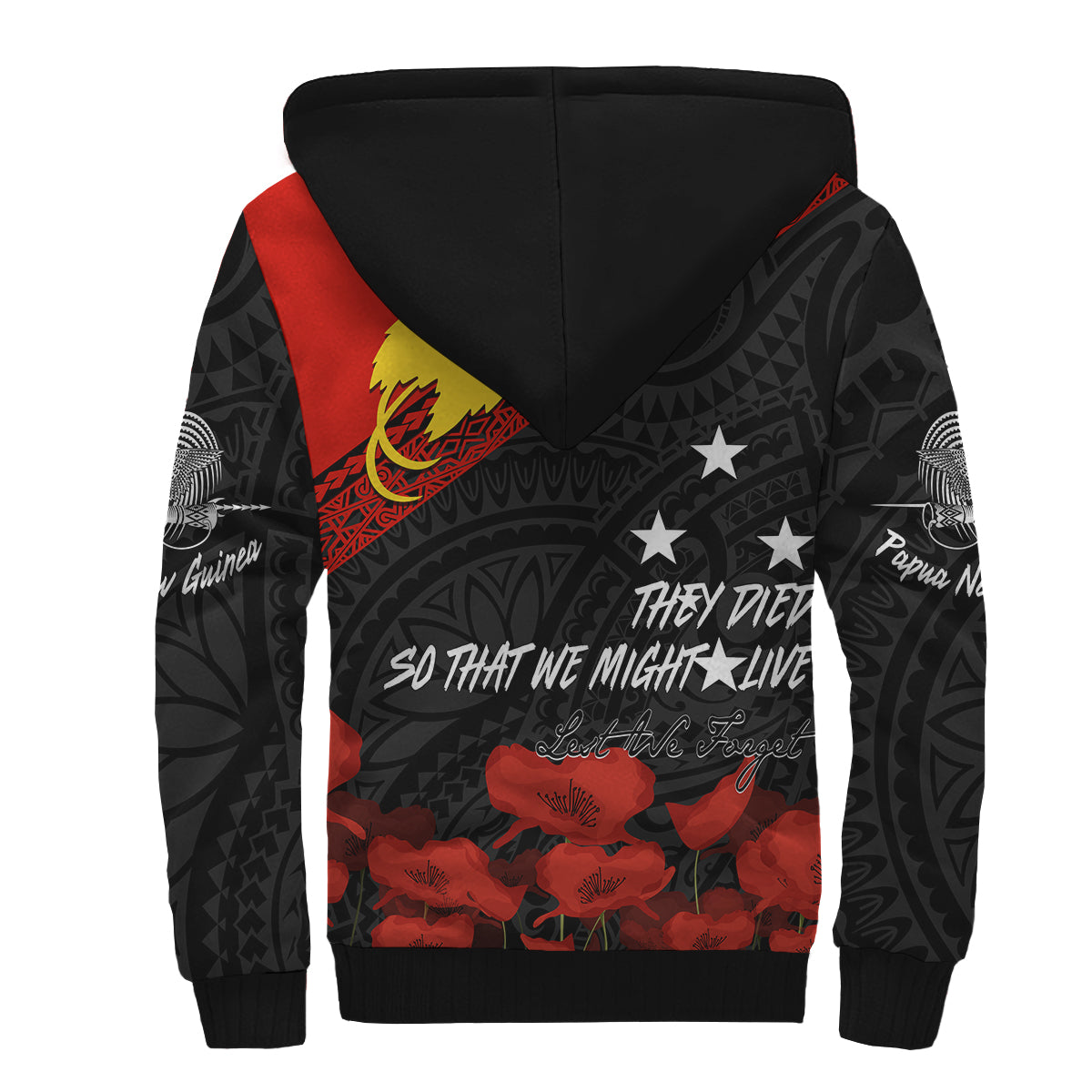 Papua New Guinea Sherpa Hoodie PNG Remembrance Day LT7 - Polynesian Pride