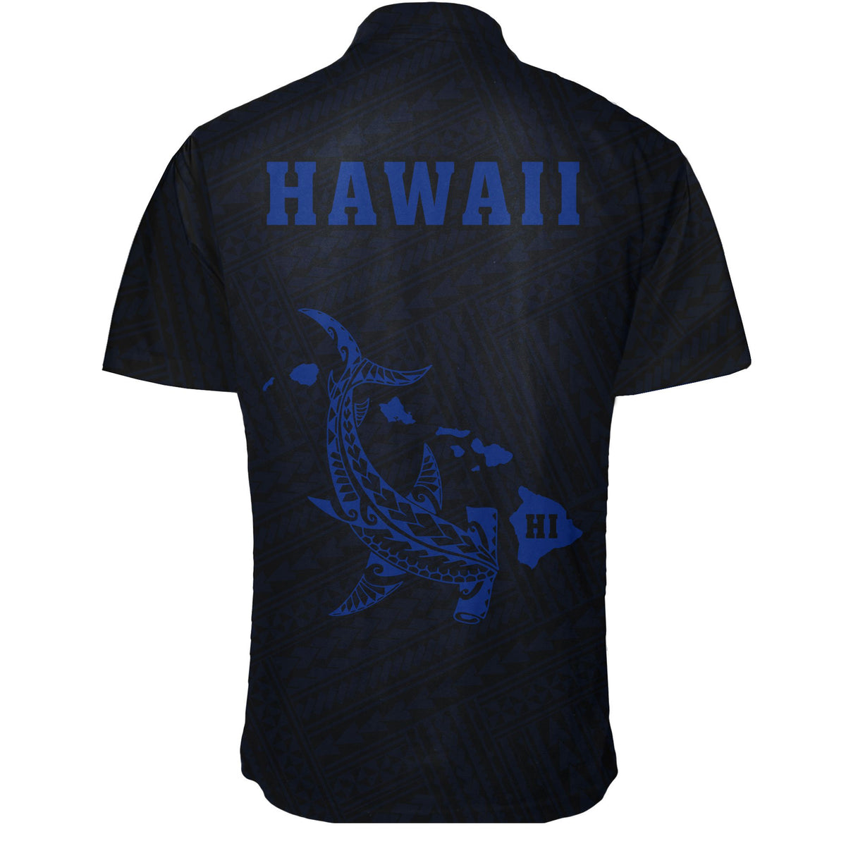 Hawaii Kakau Polynesian Hammerhead Shark Short Sleeve Shirt - Blue - Polynesian Pride