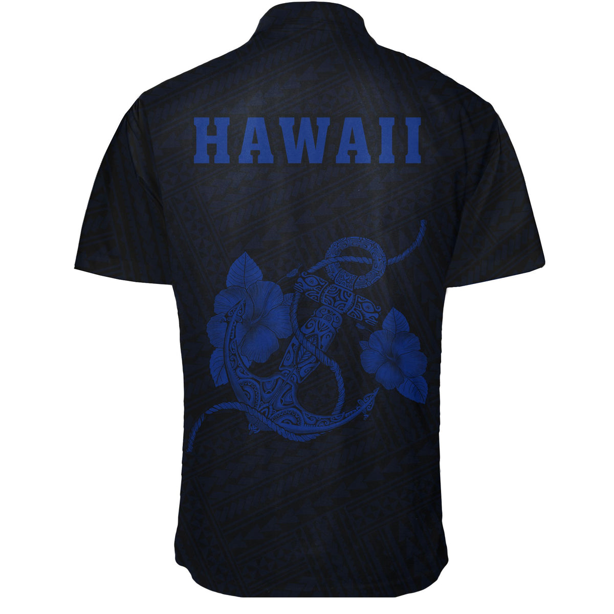 Hawaii Kakau Polynesian Anchor Short Sleeve Shirt - Blue - Polynesian Pride