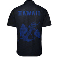 Hawaii Kakau Polynesian Anchor Short Sleeve Shirt - Blue - Polynesian Pride